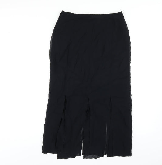 Wallis Womens Black Polyester A-Line Skirt Size 10 Zip