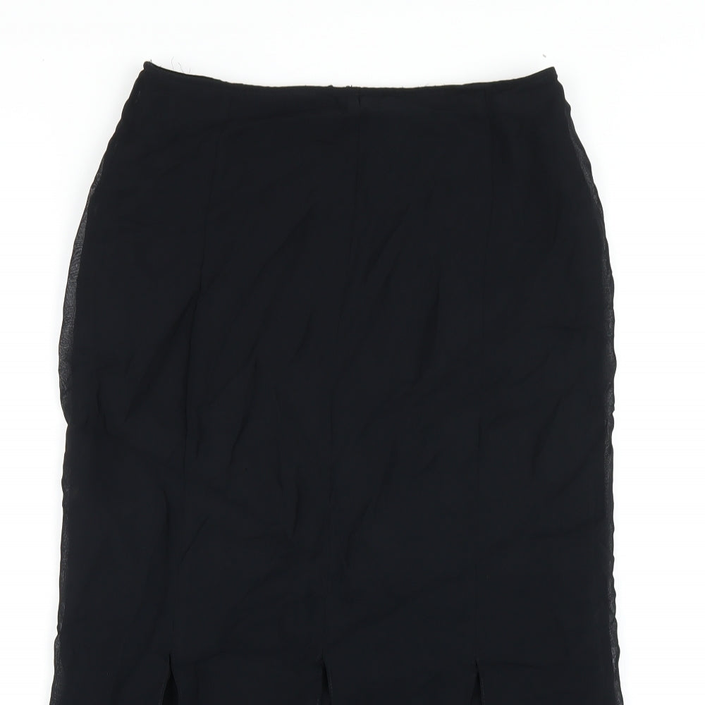 Wallis Womens Black Polyester A-Line Skirt Size 10 Zip