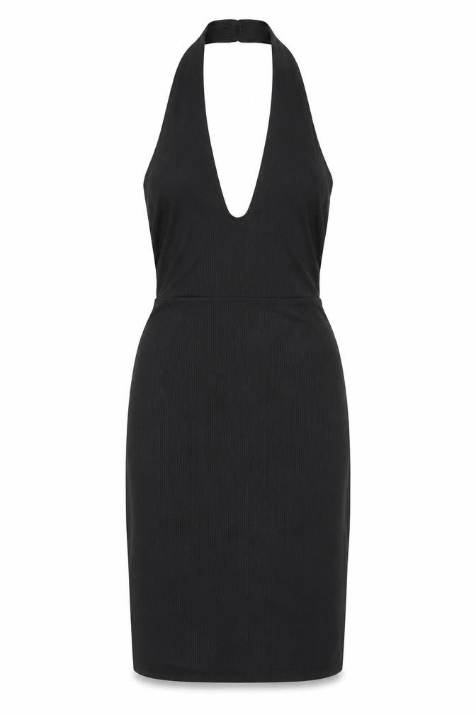 PRETTYLITTLETHING Womens Black Polyester Bodycon Size 8 Halter Pullover