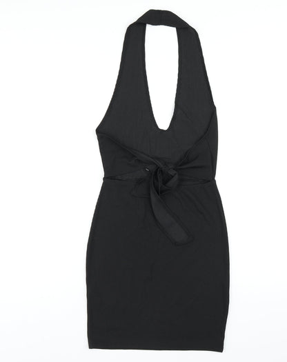 PRETTYLITTLETHING Womens Black Polyester Bodycon Size 8 Halter Pullover