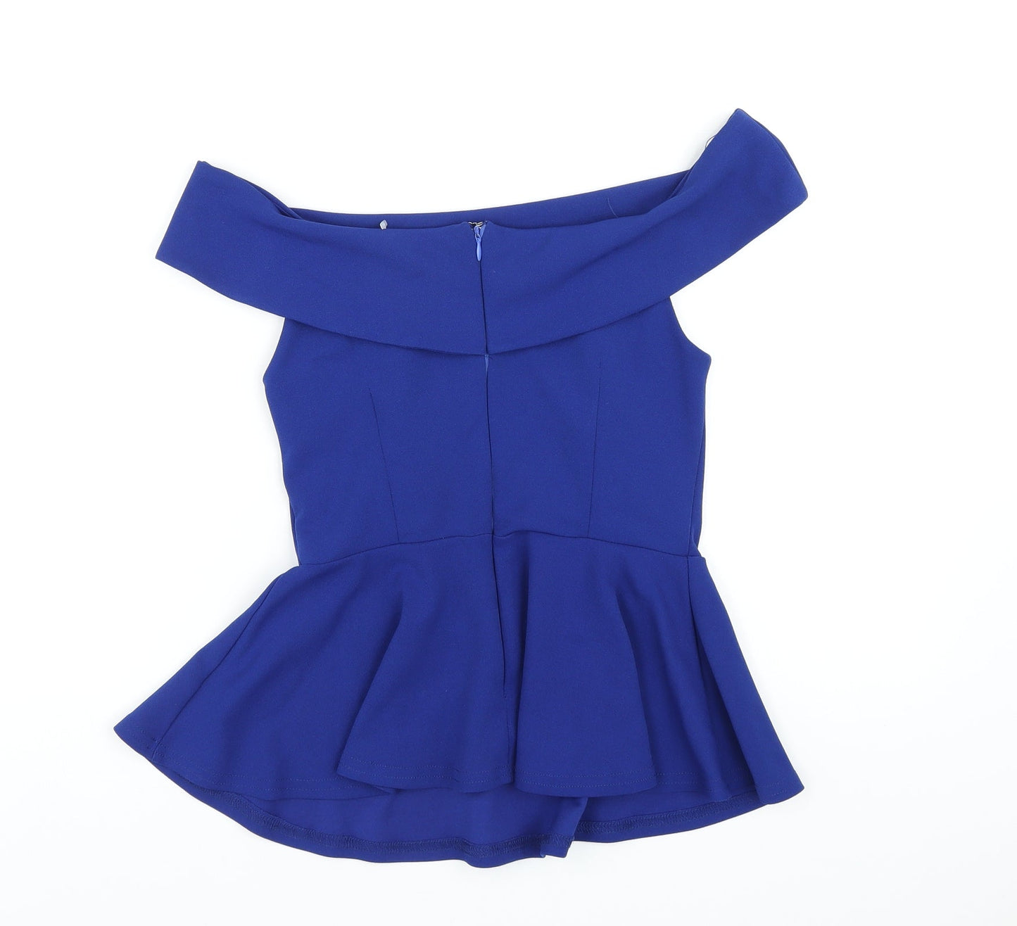 New Look Womens Blue Polyester Basic Blouse Size 10 Off the Shoulder - Peplum