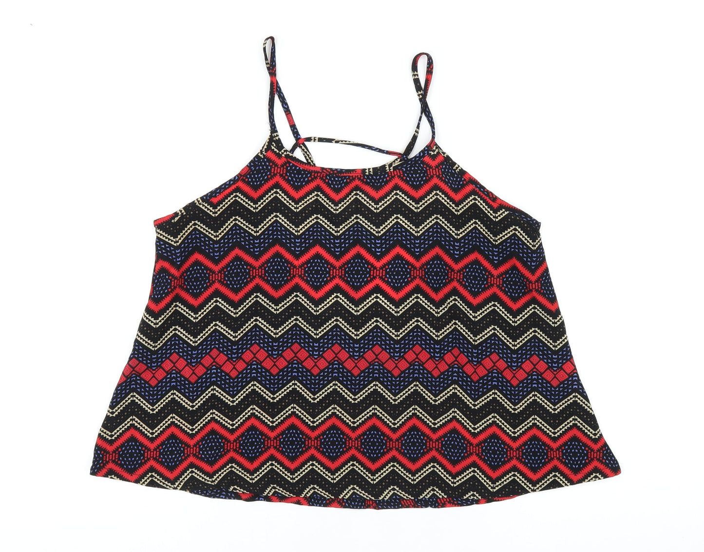 Hearts & Bows Womens Multicoloured Geometric Polyester Camisole T-Shirt Size 8 Round Neck