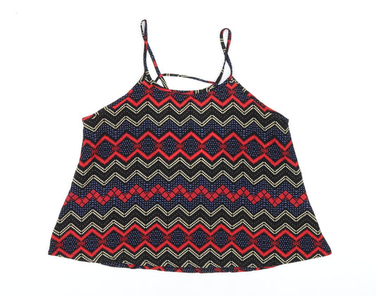 Hearts & Bows Womens Multicoloured Geometric Polyester Camisole T-Shirt Size 8 Round Neck