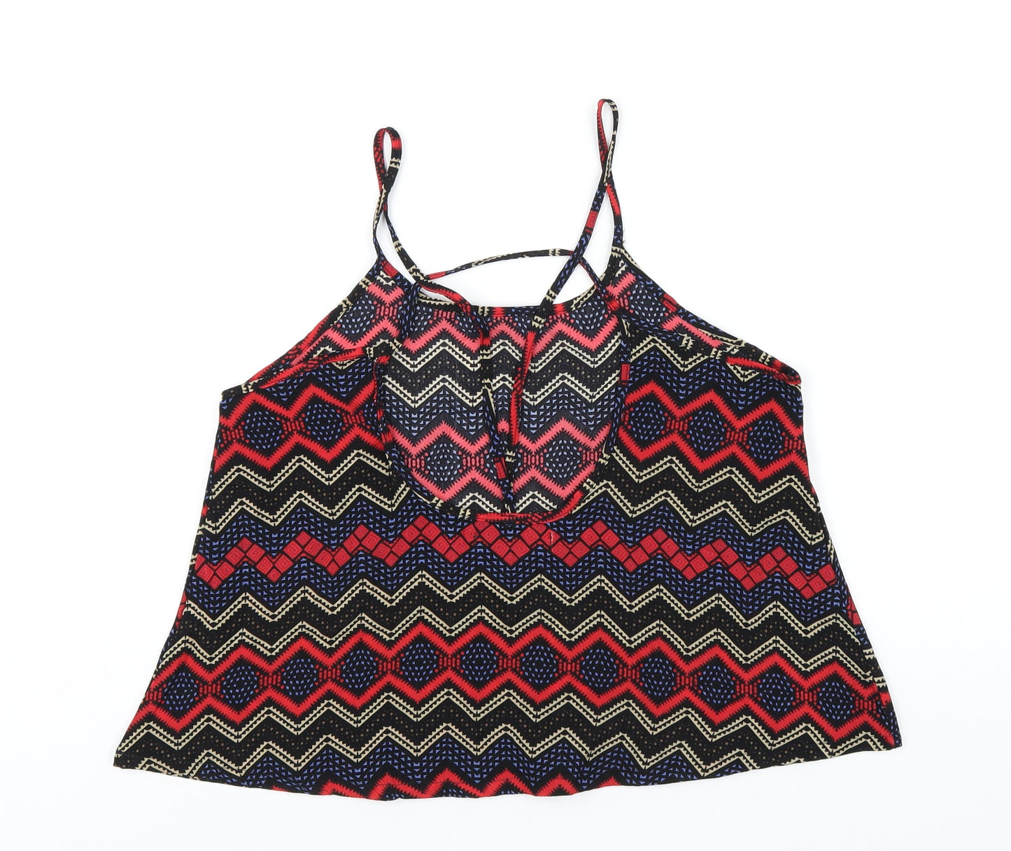 Hearts & Bows Womens Multicoloured Geometric Polyester Camisole T-Shirt Size 8 Round Neck