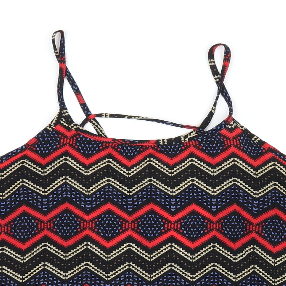 Hearts & Bows Womens Multicoloured Geometric Polyester Camisole T-Shirt Size 8 Round Neck