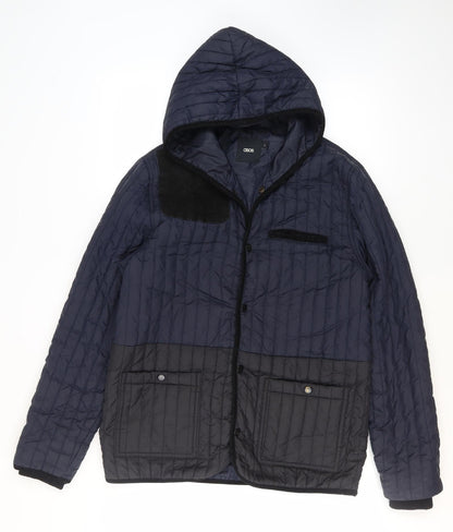 Additional front view of ASOS Men's Blue Quilted Hooded Jacket, size L