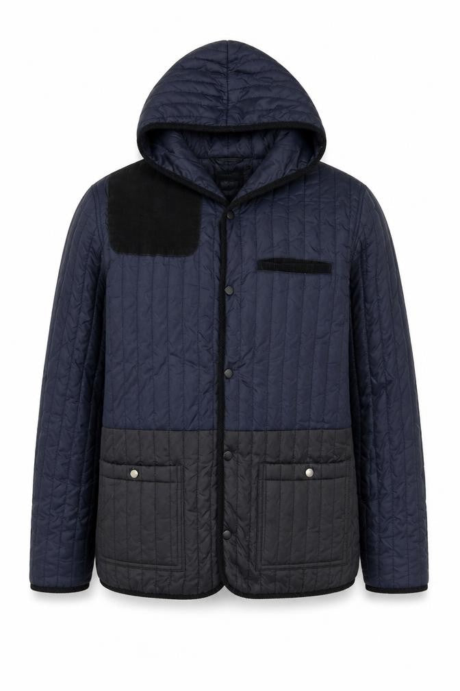ASOS Men's Blue Quilted Hooded Jacket, Size L