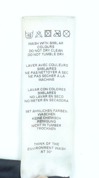 Brand and care label for ASOS Men's Blue Quilted Hooded Jacket, size L