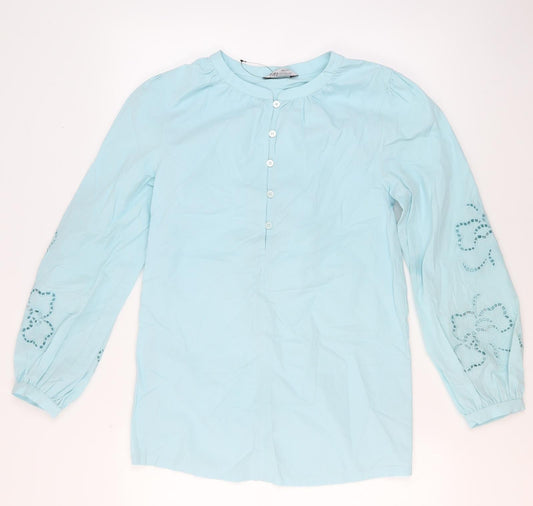 Marks and Spencer Women's Blue Cotton Blouse Size 6