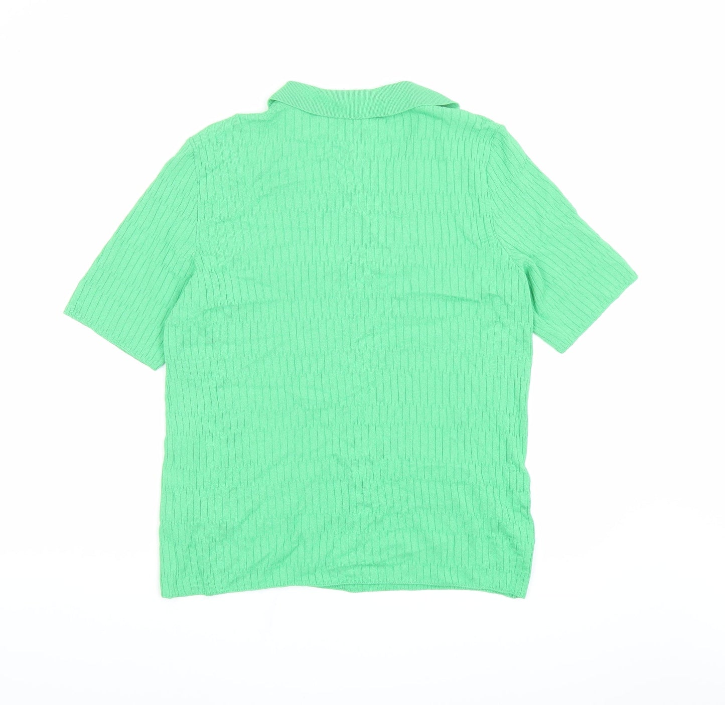Marks and Spencer Womens Green Collared Viscose Pullover Jumper Size S