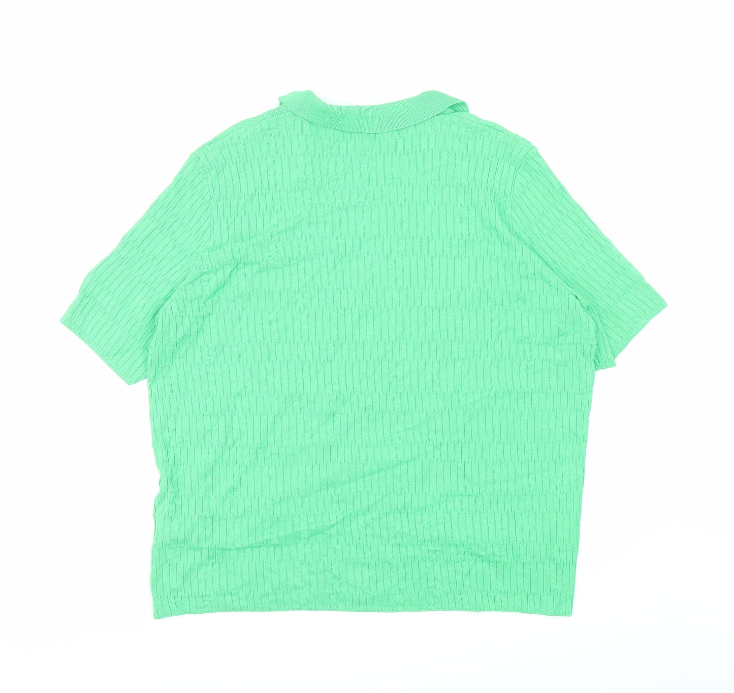 Marks and Spencer Womens Green Collared Viscose Pullover Jumper Size L