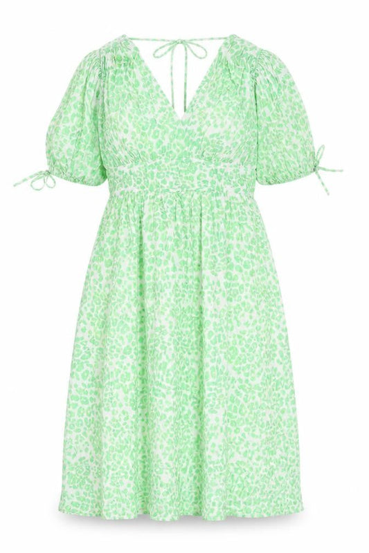 Marks & Spencer Womens Green Animal Print Viscose Trapeze & Swing Size 10 V-Neck Pullover - Leopard Pattern
