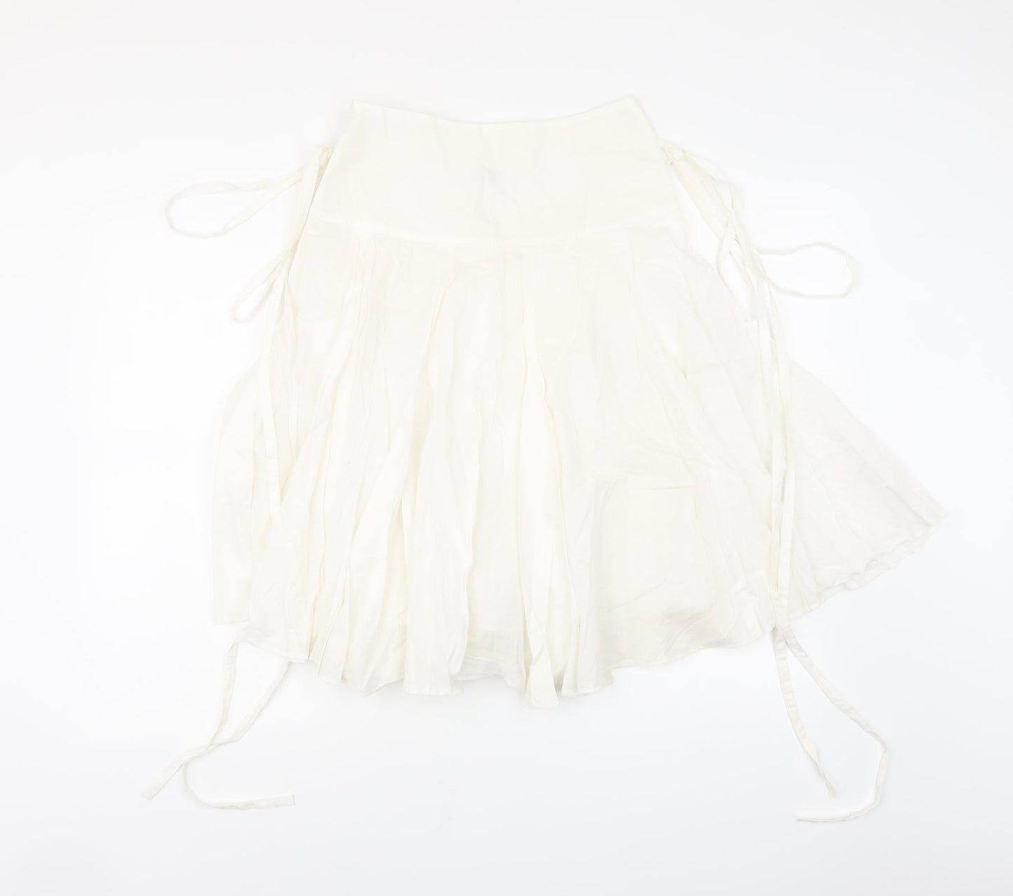 Miss Selfridge Womens White Cotton Swing Skirt Size 6 Zip - Tie Detail