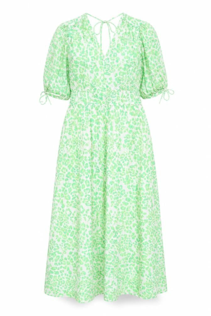 Marks & Spencer Womens Green Animal Print Viscose Trapeze & Swing Size 12 V-Neck Pullover - Leopard Pattern