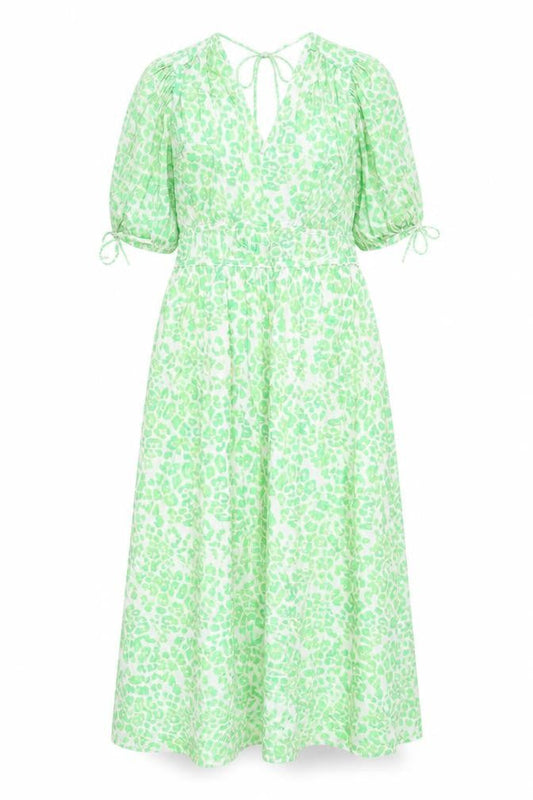 Marks & Spencer Womens Green Animal Print Viscose Trapeze & Swing Size 12 V-Neck Pullover - Leopard Pattern