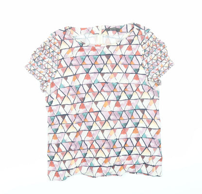 Additional front view of ESPRIT women’s multicoloured geometric viscose basic blouse, size UK 12, round neck