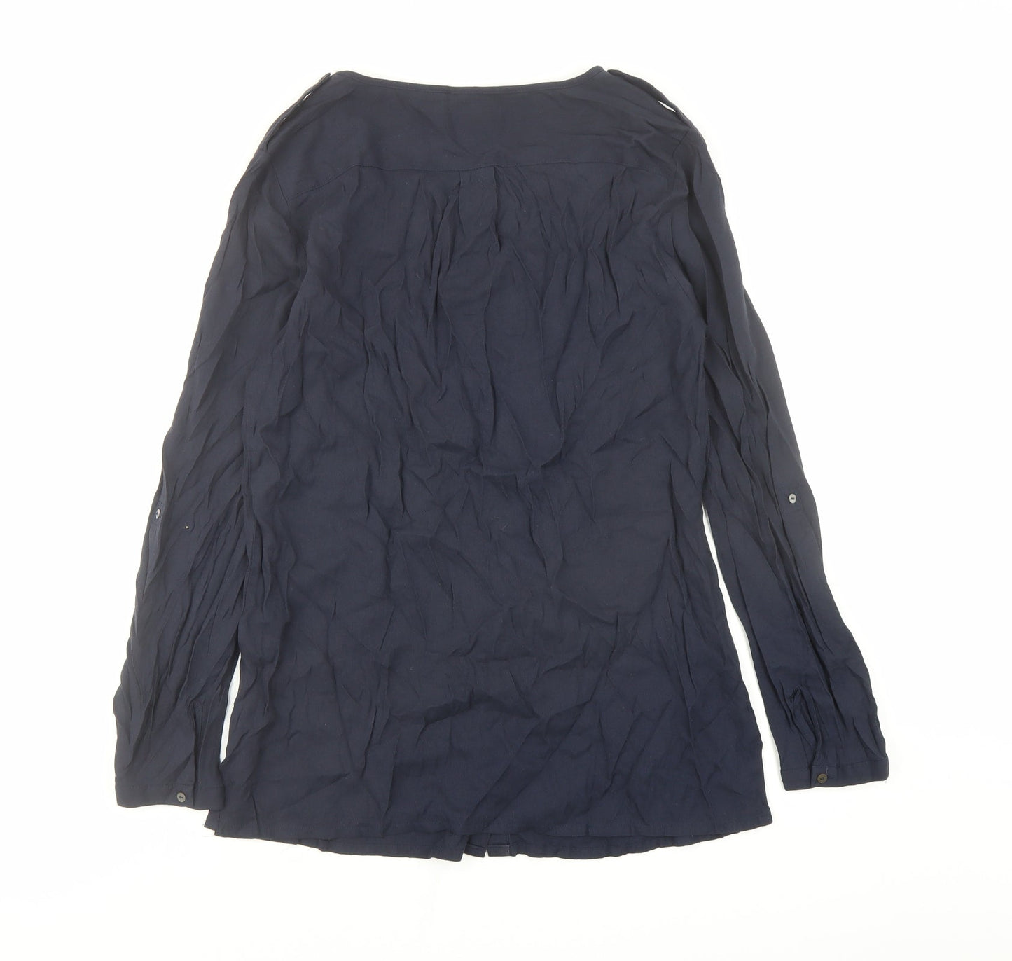 Monsoon Womens Blue Viscose Basic Button-Up Size 12 V-Neck