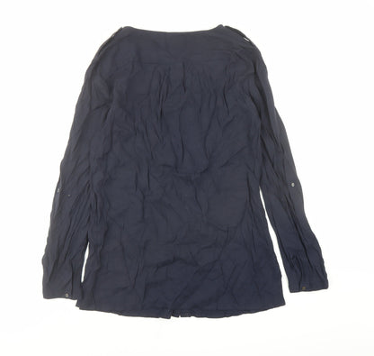Monsoon Womens Blue Viscose Basic Button-Up Size 12 V-Neck