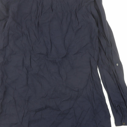 Monsoon Womens Blue Viscose Basic Button-Up Size 12 V-Neck