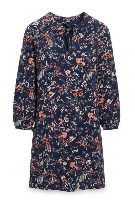 Monsoon Womens Blue Herringbone Viscose A-Line Size 12 Round Neck Pullover