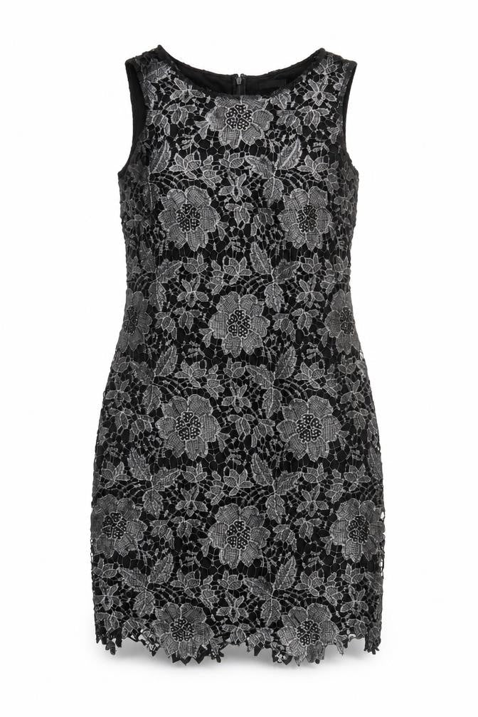 Roman Womens Black Floral Polyester A-Line Size 12 Round Neck Zip