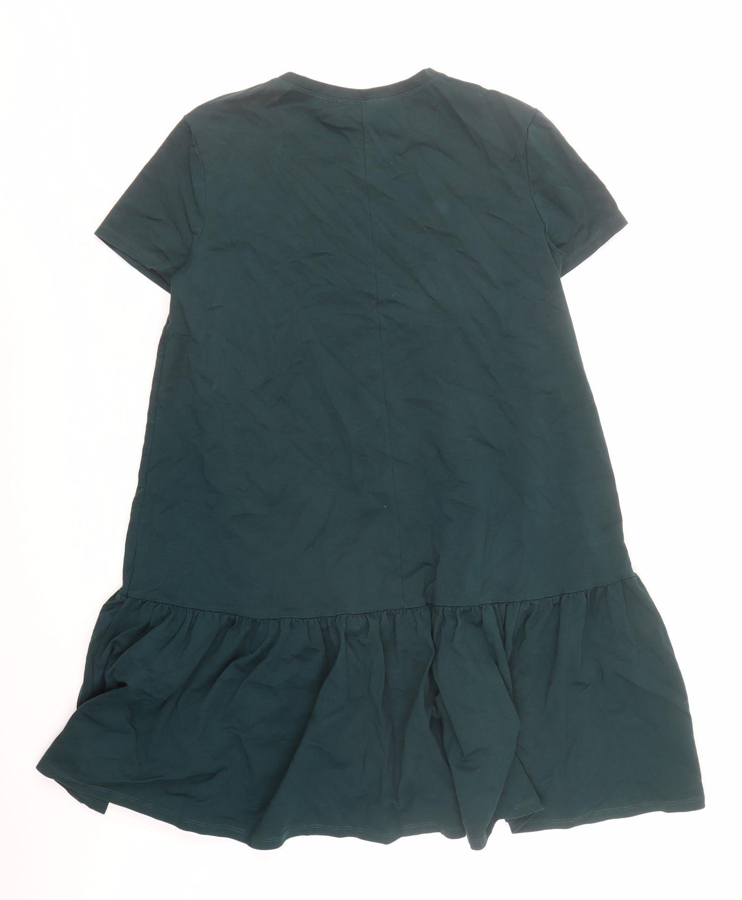Zara Womens Green Polyester T-Shirt Dress Size S Round Neck Pullover