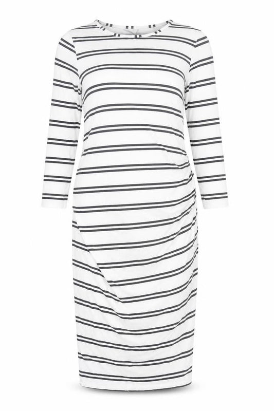 ASOS Womens White Striped Polyester Pencil Dress Size 10 Round Neck Pullover