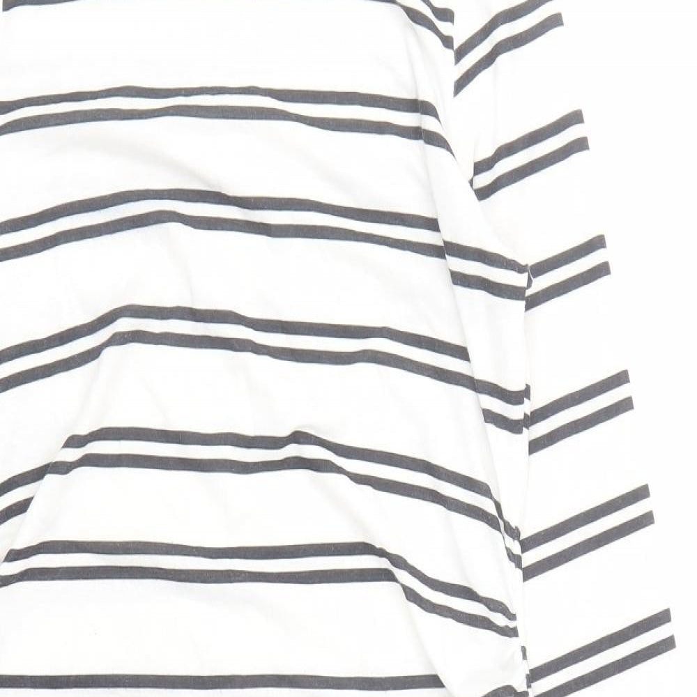 ASOS Womens White Striped Polyester Pencil Dress Size 10 Round Neck Pullover