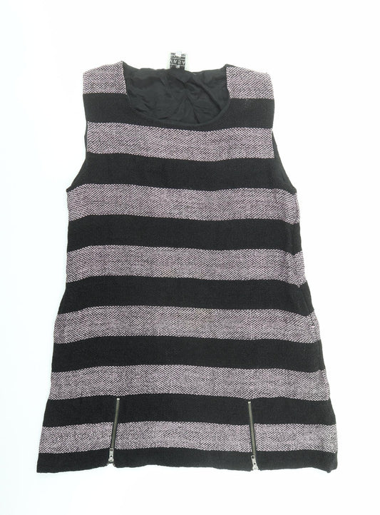 Masai Womens Black Colourblock Cotton Basic Tank Size M Round Neck