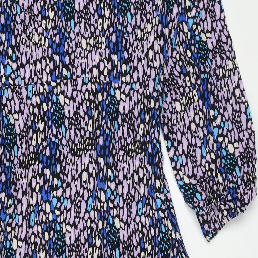Marks and Spencer Womens Multicoloured Animal Print Viscose A-Line Size 8 Round Neck Button