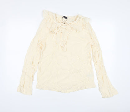 Marks & Spencer Womens Beige Viscose Basic Blouse Size 6 Round Neck