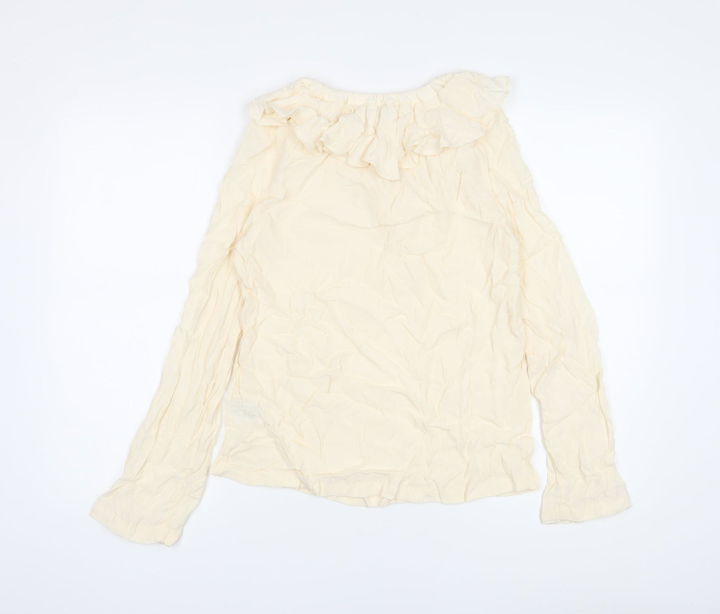 Marks and Spencer Womens Beige Viscose Basic Blouse Size 6 Round Neck