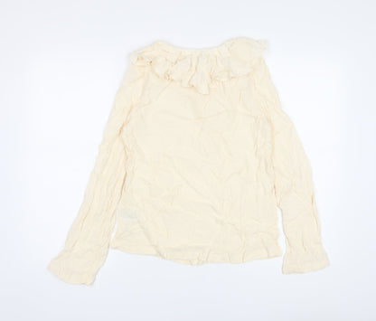 Marks & Spencer Womens Beige Viscose Basic Blouse Size 6 Round Neck