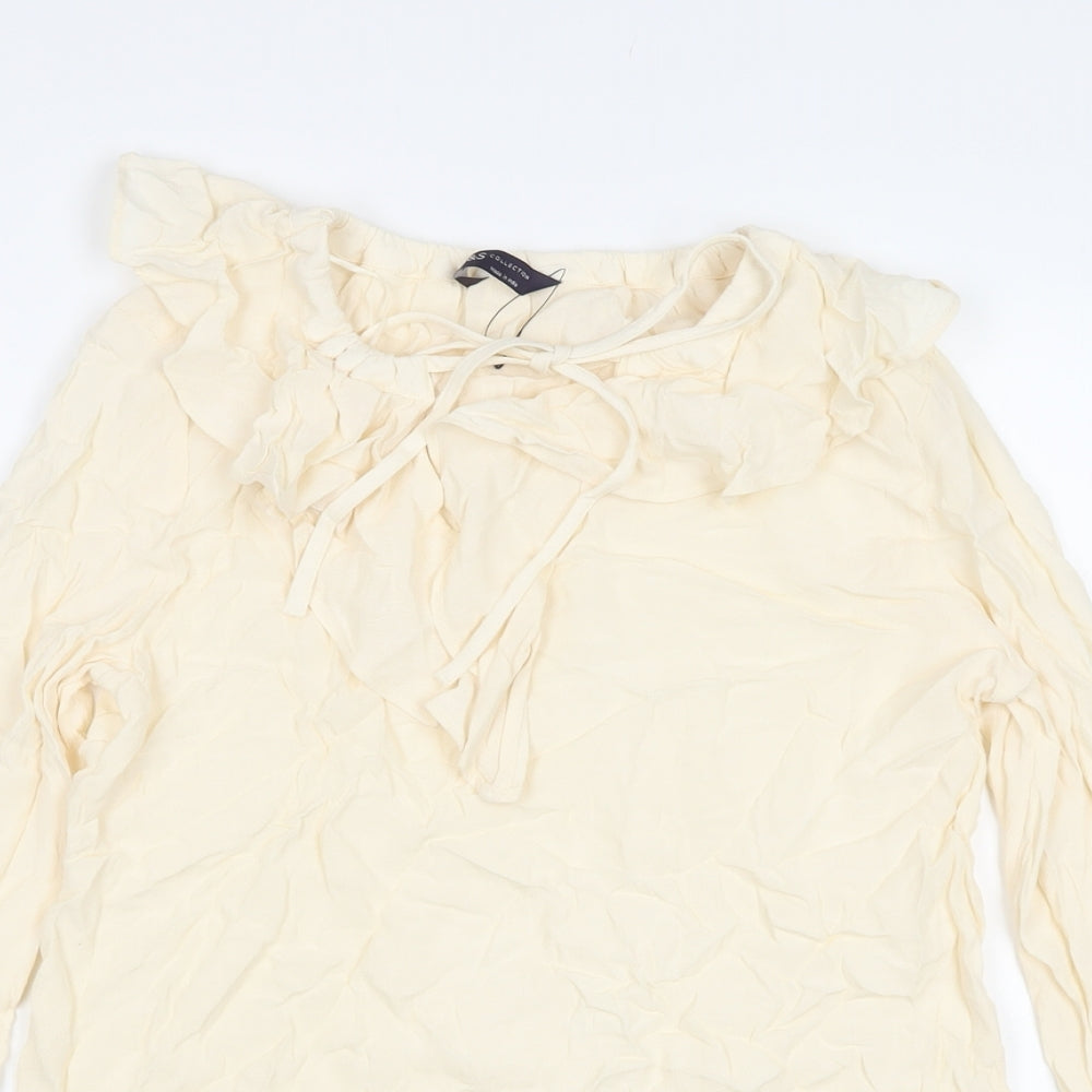 Marks and Spencer Womens Beige Viscose Basic Blouse Size 6 Round Neck