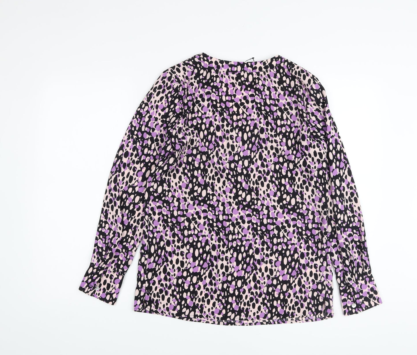 Marks and Spencer Womens Purple Animal Print Viscose Basic Blouse Size 6 V-Neck