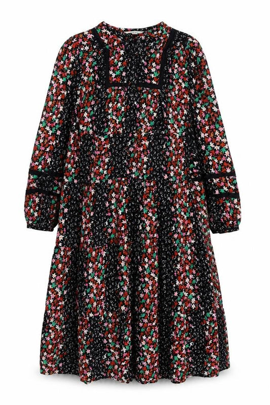 Marks and Spencer Womens Multicoloured Floral Viscose A-Line Size 8 Round Neck Button