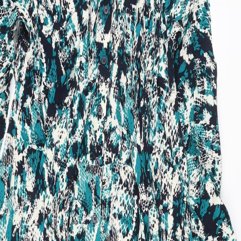 Marks and Spencer Womens Multicoloured Animal Print Viscose A-Line Size 10 Collared Button