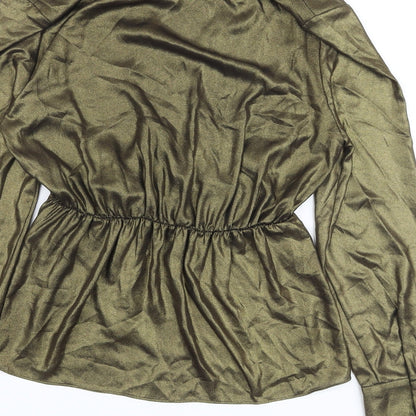 Marks & Spencer Womens Gold Polyester Basic Blouse Size 6 V-Neck