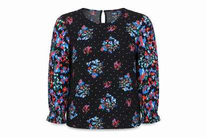 Marks & Spencer Womens Black Floral Viscose Basic Blouse Size 8 Round Neck