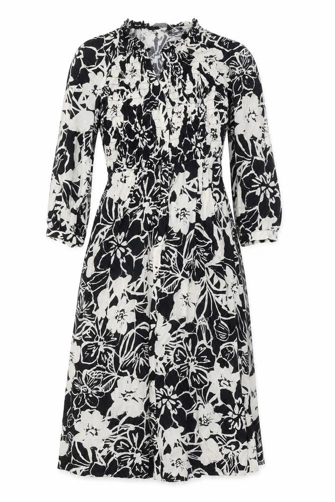 Marks & Spencer Womens Beige Floral Viscose A-Line Size 8 V-Neck Button
