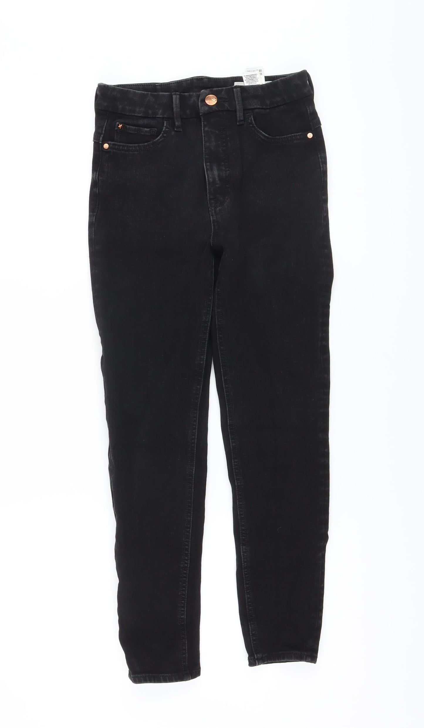 Marks and Spencer Womens Black Cotton Skinny Jeans Size 8 L25 in Regular Button