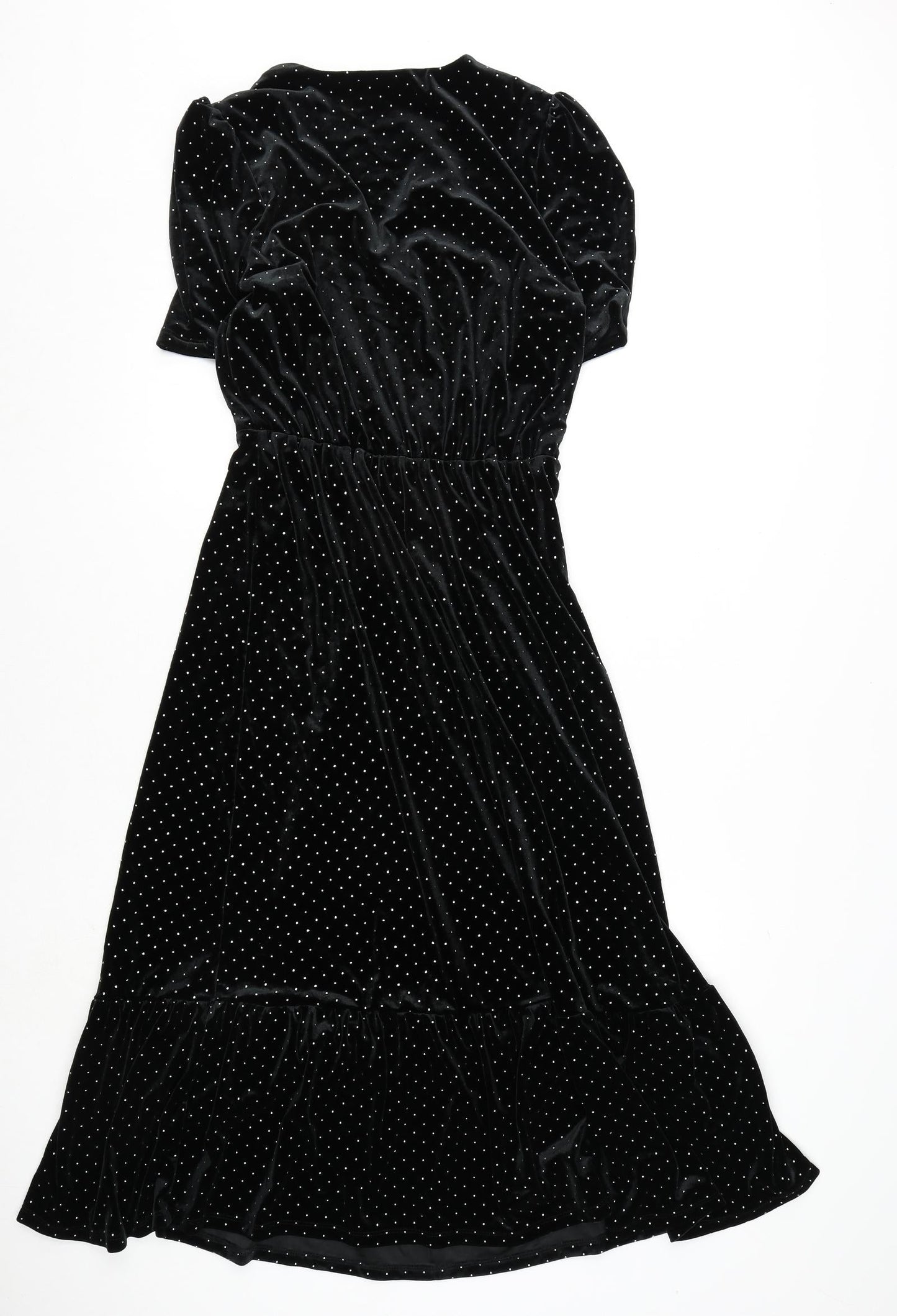 Marks and Spencer Womens Black Polyester A-Line Size 8 V-Neck Pullover