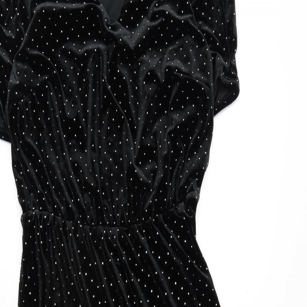 Marks and Spencer Womens Black Polyester A-Line Size 8 V-Neck Pullover