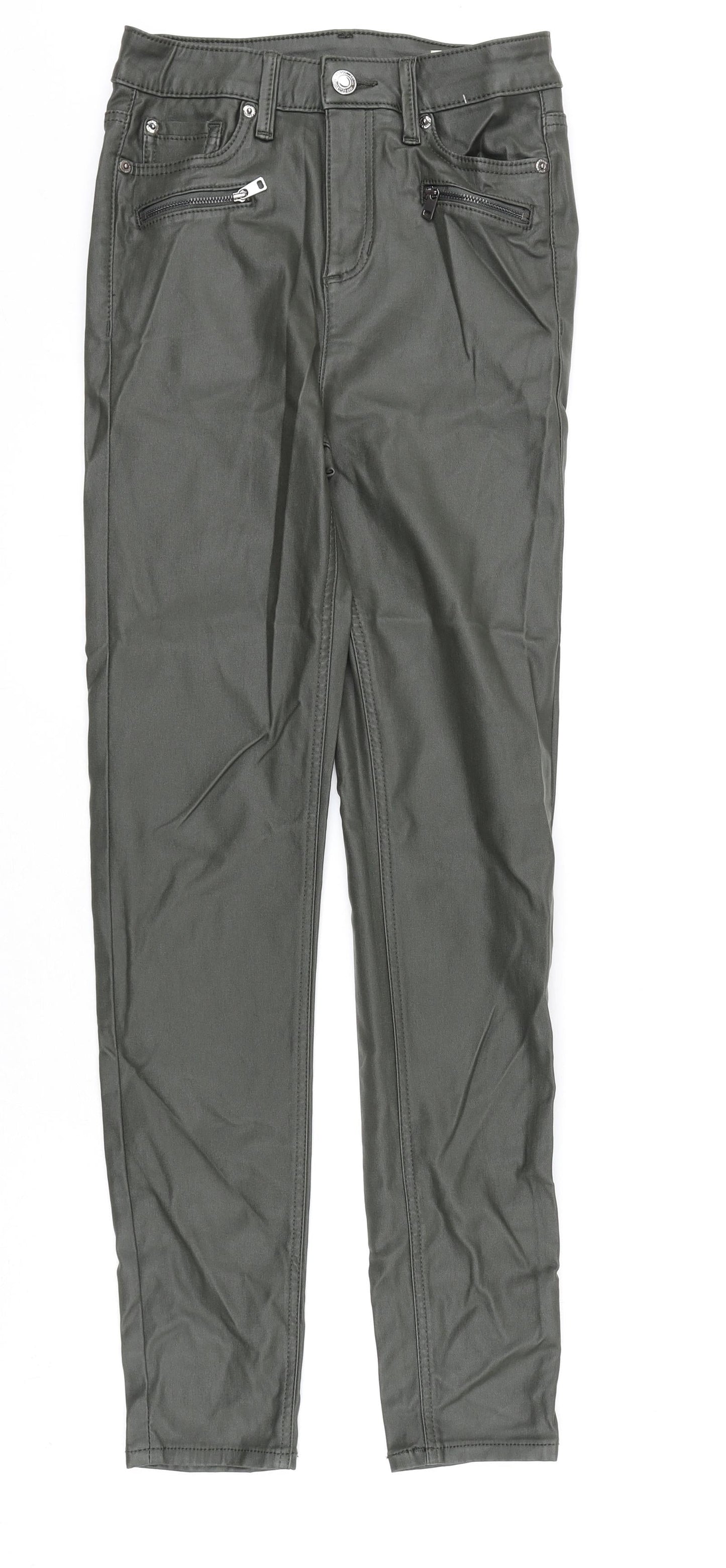 Marks and Spencer Womens Green Viscose Trousers Size 10 L30 in Regular Zip