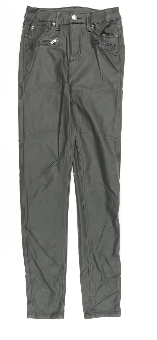 Marks and Spencer Womens Green Viscose Trousers Size 10 L30 in Regular Zip