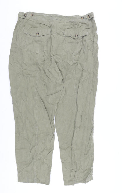Per Una Womens Green Lyocell Trousers Size 18 L28 in Regular Zip