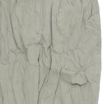 Per Una Womens Green Lyocell Trousers Size 18 L28 in Regular Zip