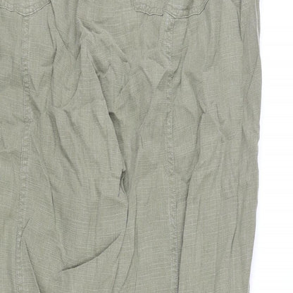Per Una Womens Green Lyocell Trousers Size 18 L28 in Regular Zip