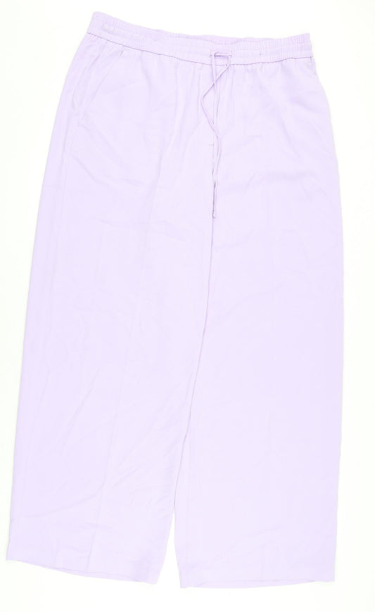 Marks and Spencer Womens Purple Polyester Trousers Size 18 L32 in Regular Drawstring