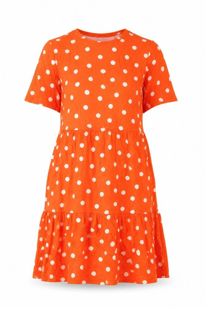 Marks & Spencer Womens Orange Polka Dot Viscose A-Line Size 6 Round Neck Pullover
